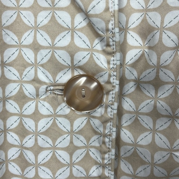 Studio Works Boxy Jacket M Tan White Floral Large Buttons 3/4 Sleeves Retro EUC - Picture 4 of 11